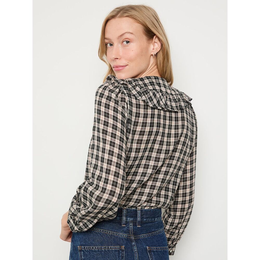 Doen Joelle Top NAVY COUNTRYSIDE PLAID size M - Picture 12 of 14